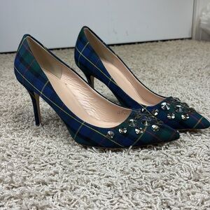 J. Crew Elsie embellished plaid pumps sz 8.5